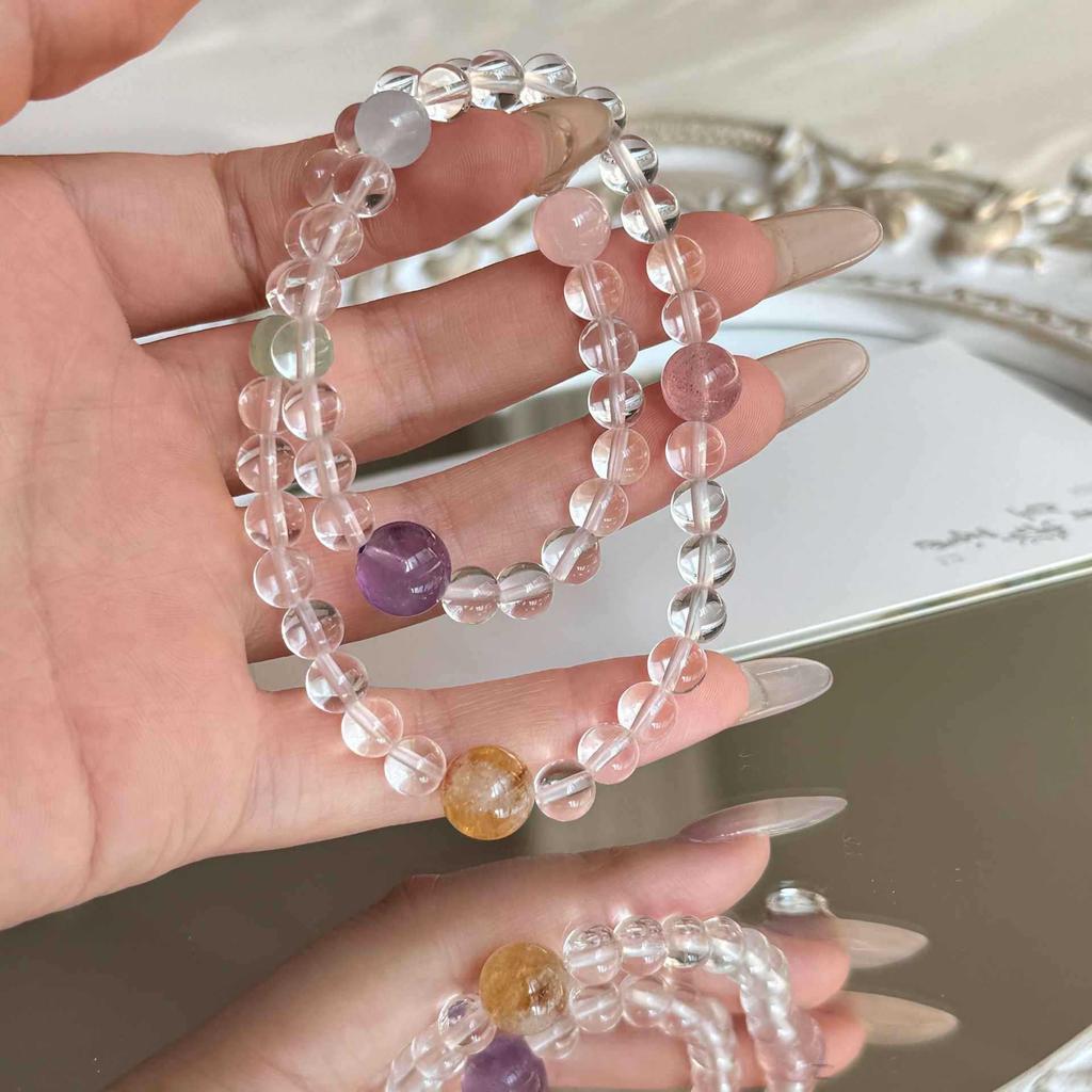Elegant Crystal Bracelet: Yellow Apatite & Aquamarine, Light Luxury Design - Perfect Qixi Festival Gift for Women