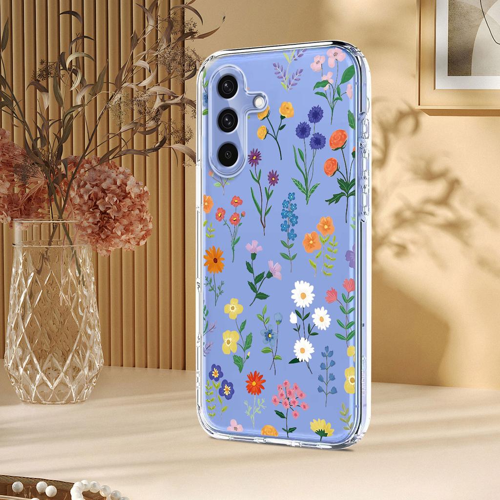 Flower Phone Case on For Samsung Galaxy S25 S24 S23 Ultra Plus FE S25 Edge High Transparency Flower Pattern Clear Soft TPU Cover