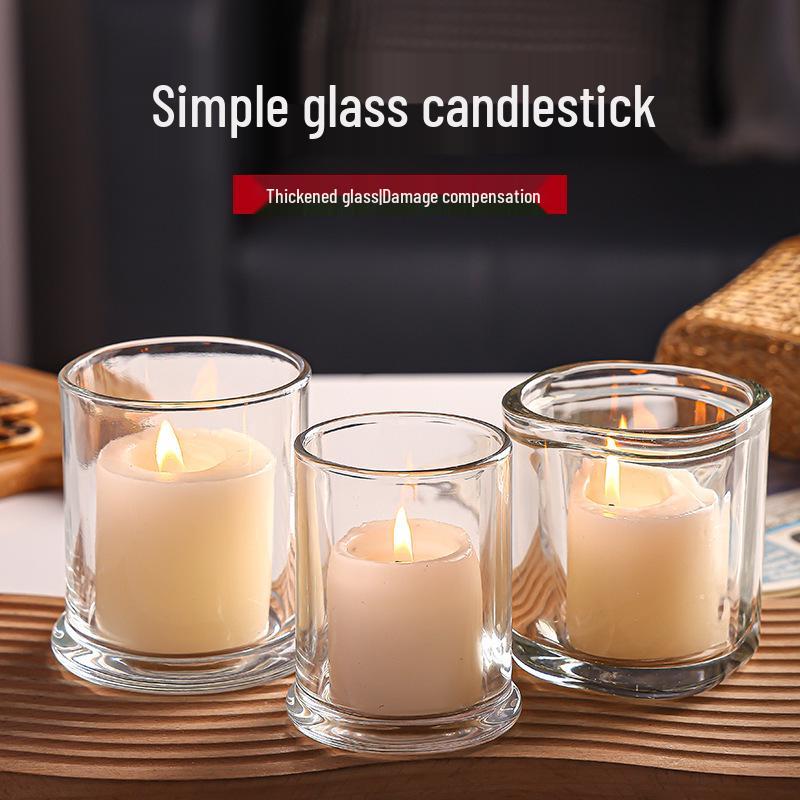 Transparent Glass Cloche Candle Holder with Lid - Aromatic Diffuser Cover for Flameless Candles