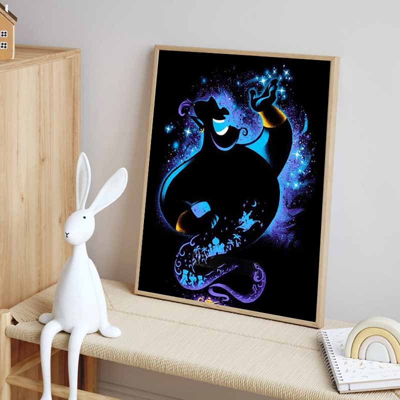 Disney Diamantmalerei Aladdin Silhouette Kunst Illustration Mosaik Stickerei Diamantmalerei Kreuzstich Heimdekoration 5D DIY