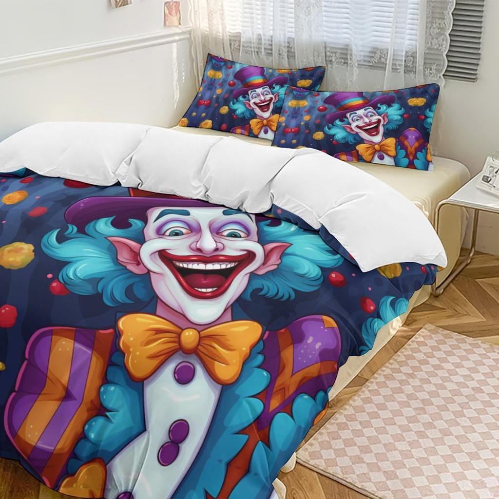 Cartoon Clown Duvet Cover for Kids Boys Girls Queen King Lightweight Quilt Cover Funny Circus Bedding Set Bedroom Decor No Quilt