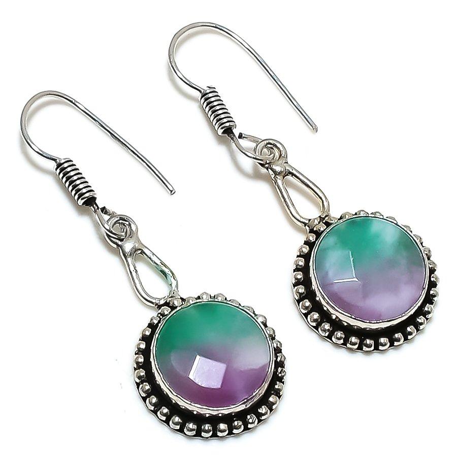 

Natural Rainbow Solar Quartz Gemstone 925 Sterling Silver Earring 2.01 k7Z58