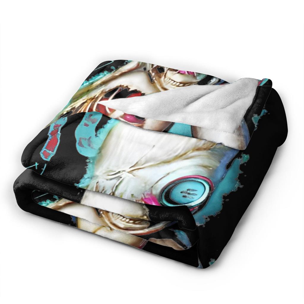 Korn Nu Metal Doll Knitted Fashion Blanket Coral Fleece Graffiti Music Korn Art Lightweight Thin Throw Fashion Blankets Bedspreads Portable