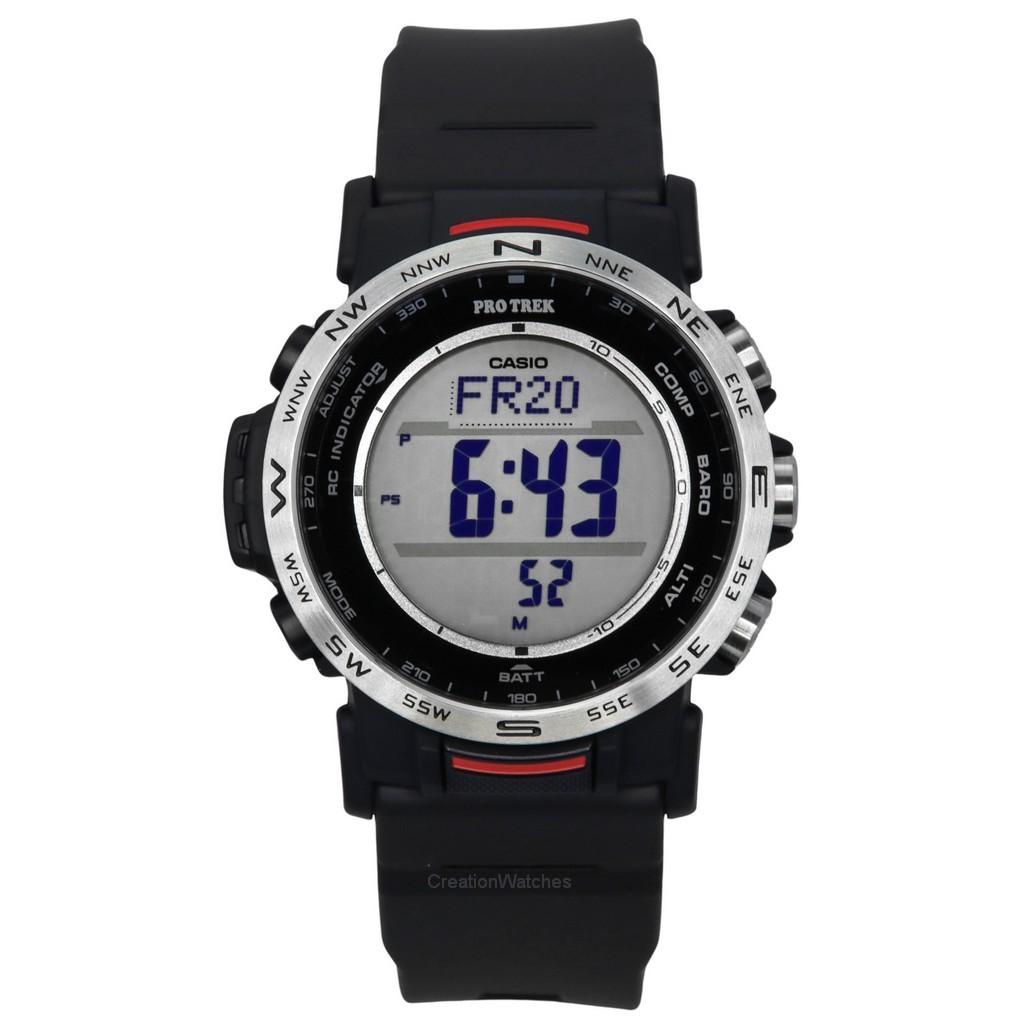 Casio Montre pour homme Pro Trek Climber Line Digital avec bracelet en résine biosourcée Tough Solar PRW-35-1A 100M