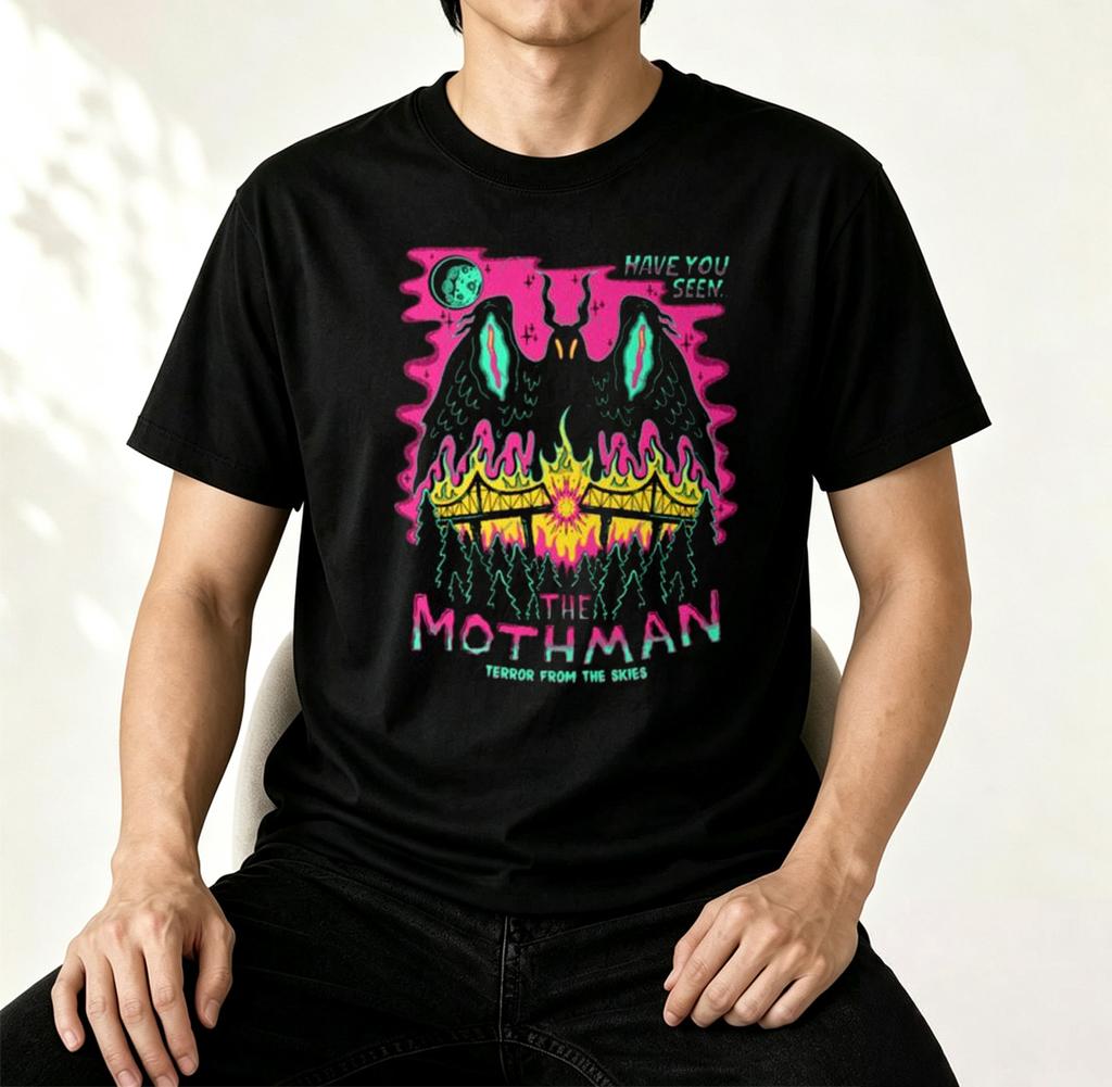 MothUnisex Cryptid Fan Gift T Shirt Weird Cryptozoology Vintage Graphic Unisex Soft Cotton Crew Neck Casual Daily Tops