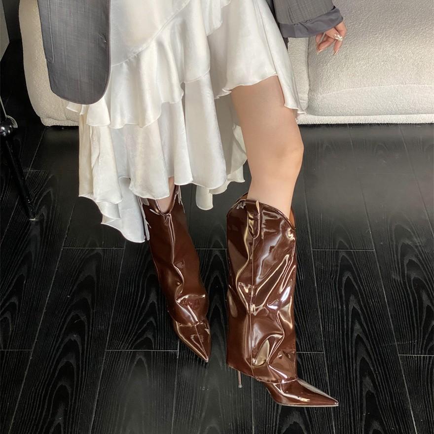 Damen spitze neue europäische und amerikanische Hosenstiefel Ärmel Mode Stiefel hohe Ritterstiefel hohe Absätze Damenschuhe Außenhandel Stiefel