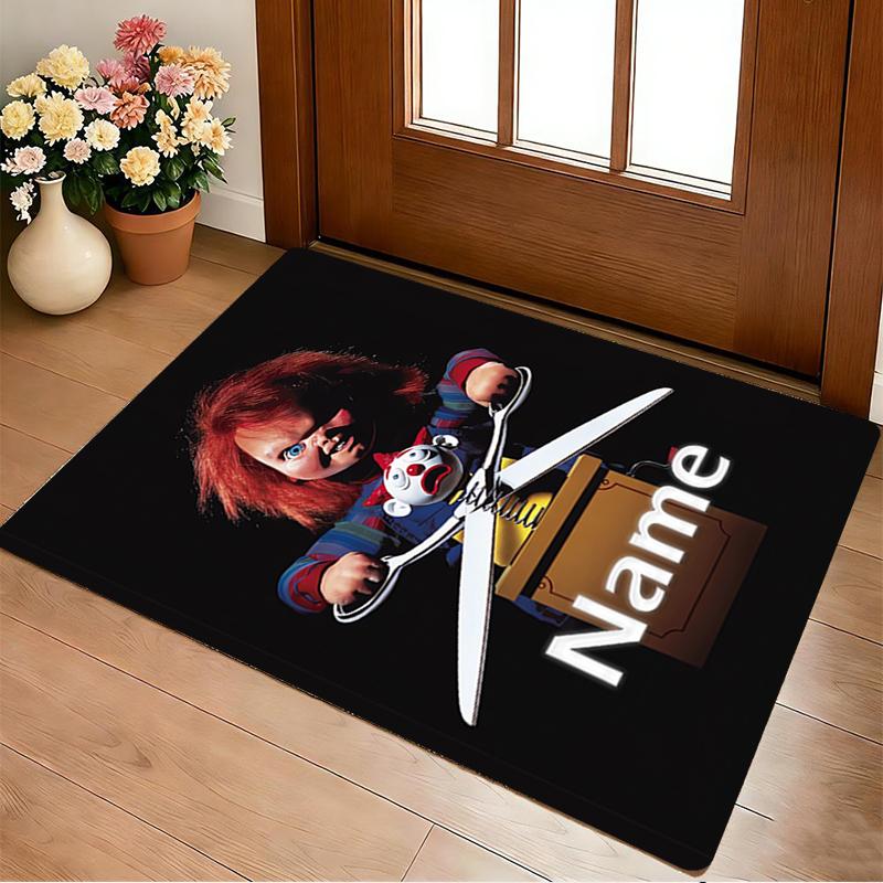 Personalized Name Horror Doll Living Room Non-Slip Area Rug Soft Carpet for Bedroom Playroom Sofa Office Home Decor Doormat