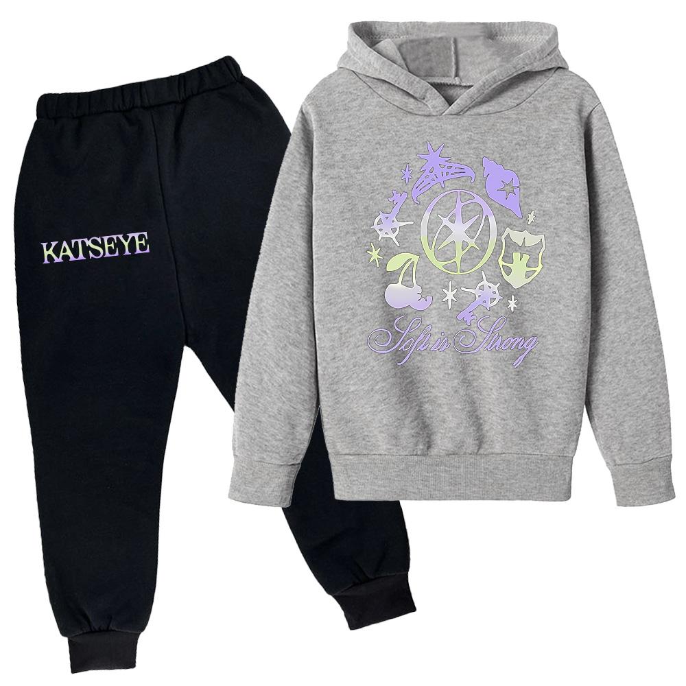 Plyšové kalhoty s dlouhým rukávem, volný svetr s kapucí, sada pro děti