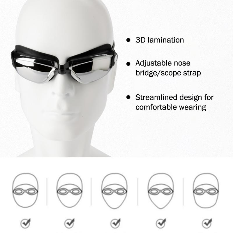 1 Set Nearsighted Swim Glasses Short-Sighted Goggles For Swimming Graded Eyeglasses With Grade Silicone Racing Goggles For Adult