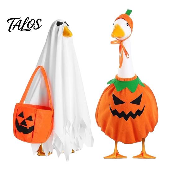 Halloween Goose Costume Ghost Outfit, Christmas Porch Apparel, Festive Thanksgiving Outfit for 23 Inch Statue, Outdoor Garden Yard Lawn Decoration