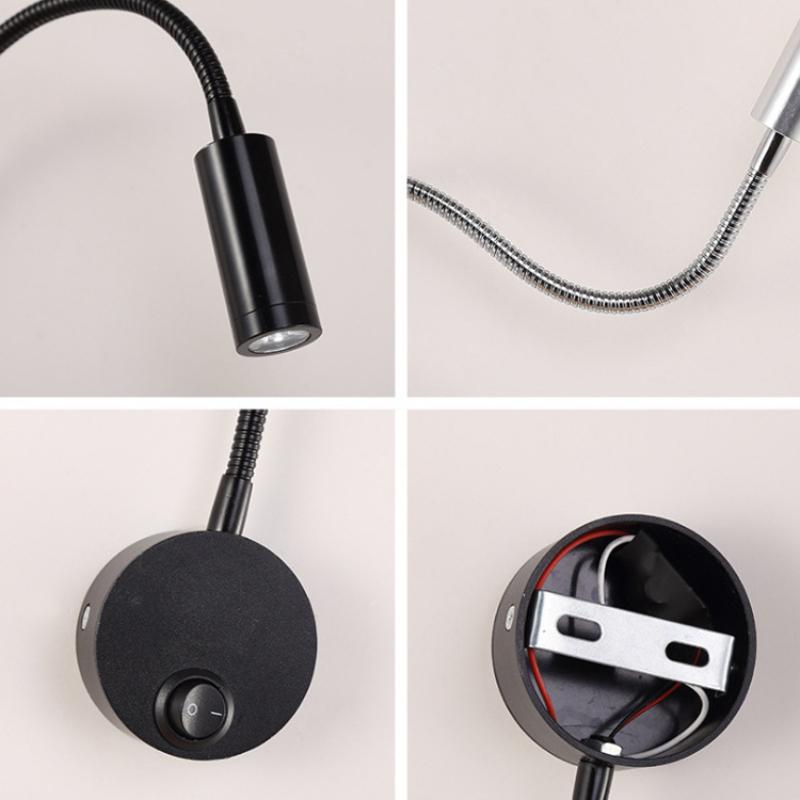 Led Hose Spotlight Wall Lamps Hotel Bedside Reading Wall Lamp Study Room Exhibition Hall Balck 3W Interior Decor Lighting Hot