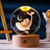 Flickering Crystal Ball Night Light with Engraved Solid Wood Base - Perfect as a Birthday Gift or Creative Graduation Ornament.