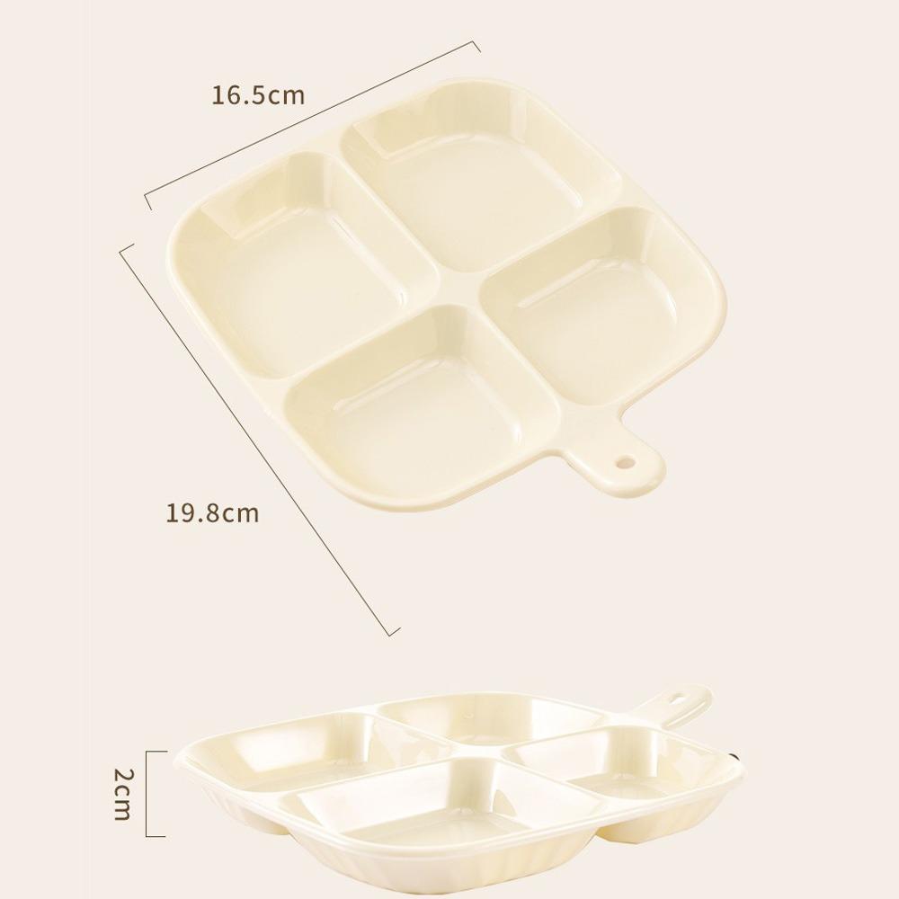 Kitchen Dinnerware for Condiments Fruit 4 Grid Plastic Divided Plate Compartmentalized Mixing Food Dish Reusable Dinner Plates