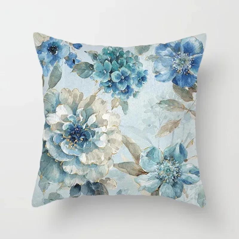 Oil Painting Floral Elegant Ginkgo Leaf Print Series Sofa Decorative Pillowcase Polyester Cushion Cover 45x45 Cm Home Decoration