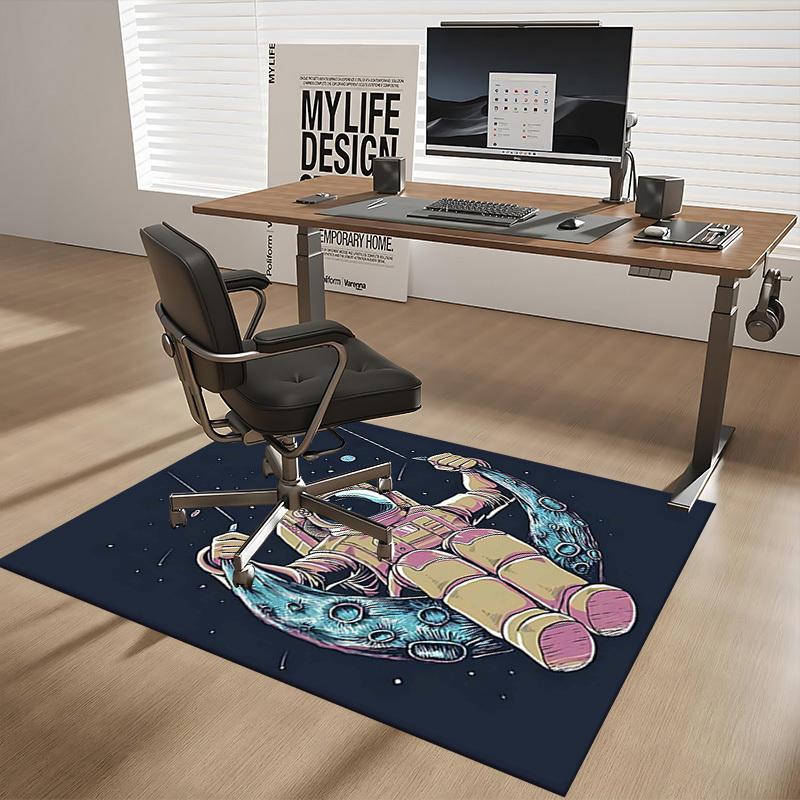 

1pc Astronaut Fishing in Space Chair Mat - Office Desk Pad with Octopus Design, Non-Slip Carpet for Home Decor, Suitable for All Seasons and Occasions 60cm by 90cm