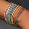 9 Pieces Multicolor Zirconia Elastic Bracelet Set Fashionable Stretch Rhinestones Handchain Jewelry for Women Girls
