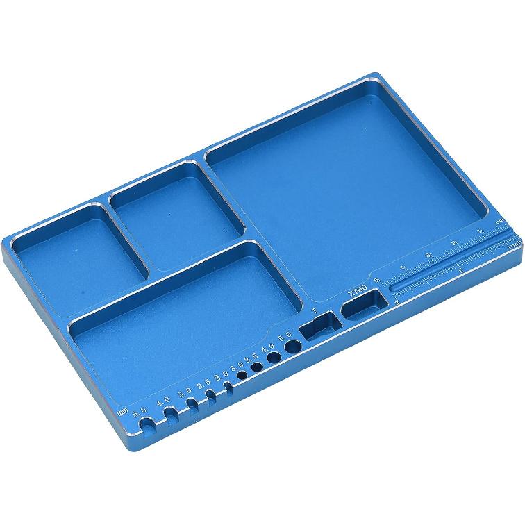 Magnetic Screw Tray Aluminium Alloy Magnetic Adsorption Widely Used Magnetic Parts Tray with Magnetic Pad for RC Repair Magnetic Tray(Blue)