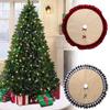 Stylish Christmas Tree Skirt With Creative Red And Black Checkered Design For Festive Decor