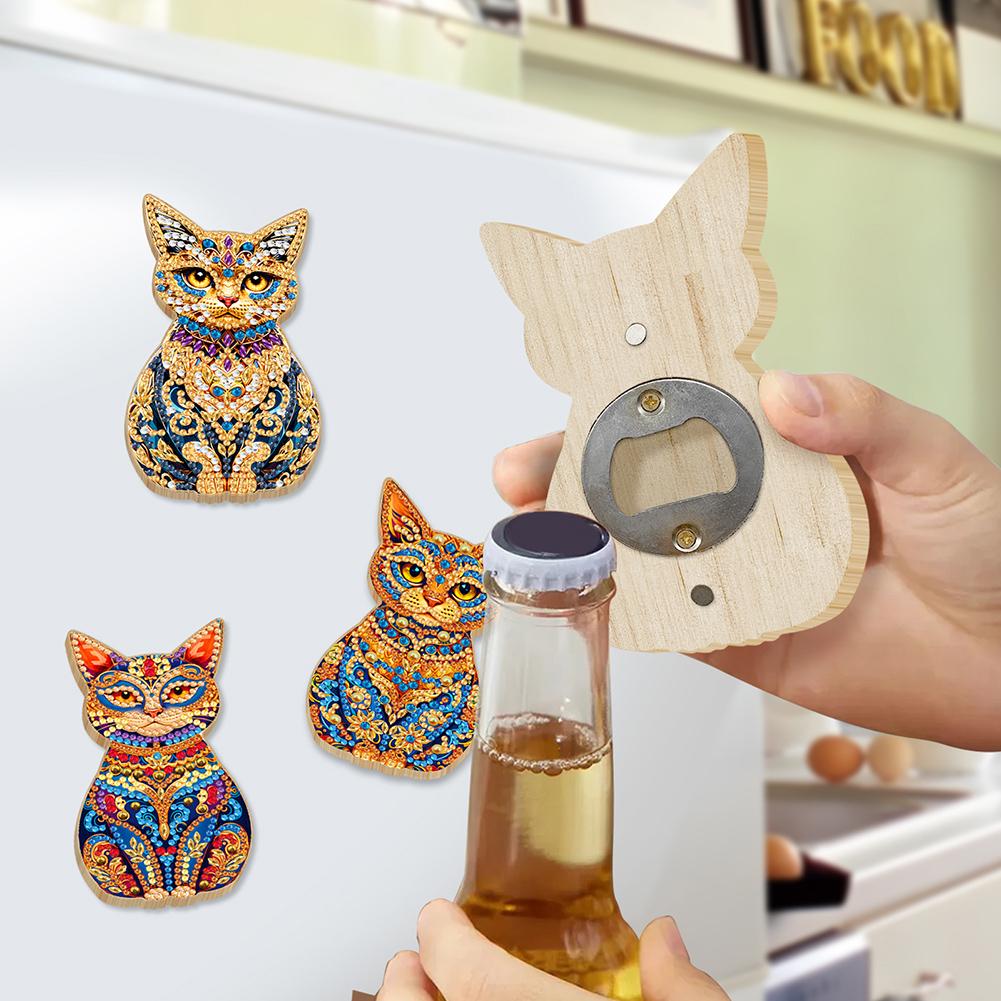 Wooden Magnetic Bottle Opener Bottle Opener Diamond Painting Kit Diamond Painting Refrigerator Magnet Bottle Opener