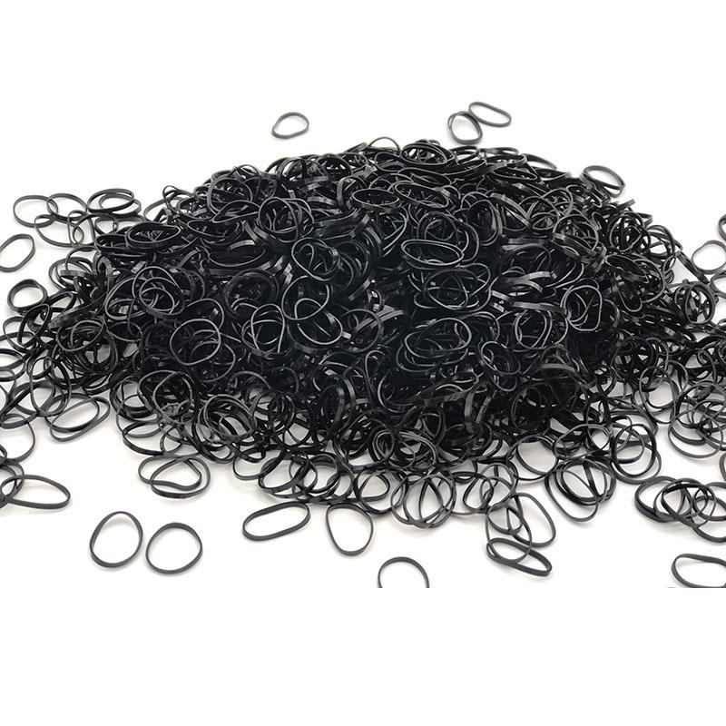 Thick Black Rubber Hair Ties - 1000 Pack