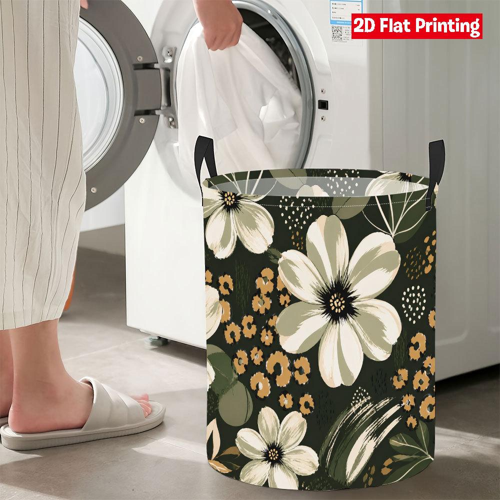 Collapsible Laundry Basket Large Round Waterproof Fabric Hamper Dirty Clothes Storage Bin Toy Organizer with Handles