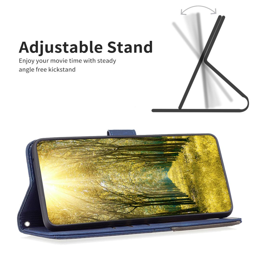

BINFEN COLOR For TECNO Camon 20 Pro 5G Phone Cases Wallet Stand Geometry Imprinted Leather Cover Blue