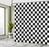 Checkers Game Shower Curtain, Geometric Grid Style Monochrome Squares In Traditional Game Board Design, Cloth Fabric B