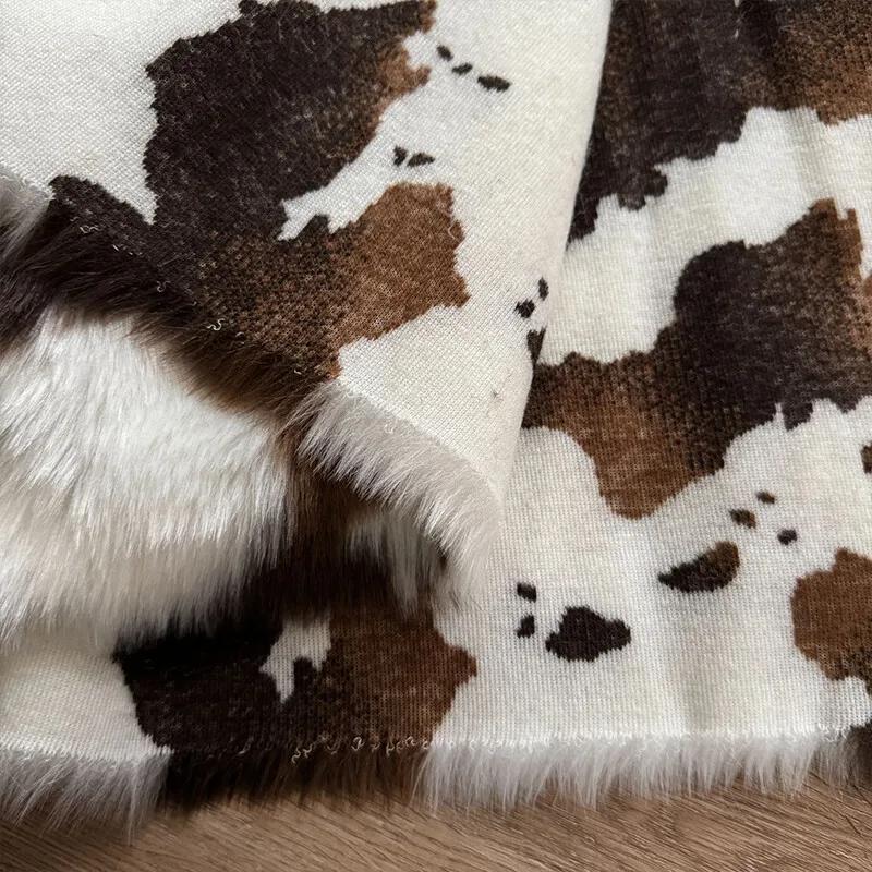 Deer Animal Leopard Printing Plush Imitation Mink Fur Fabric for DIY Coats Toys