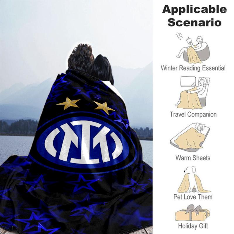 1 Stück Decke Inter Mailand Logo 1 Print Design, Leichte Decke für Sofa, Bett - Weich & Warm, Geschenk für Alle Jahreszeiten wie Weihnachten, Halloween