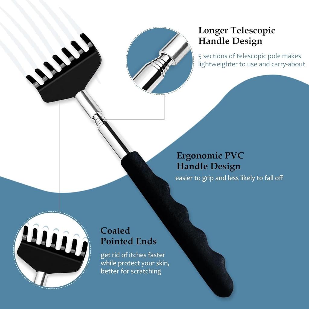 Upgraded Telescopic Back Scratcher & Exerciser – 7-Rake Stainless Steel Tool, Portable Massage Gift for Men/Women, Birthday
