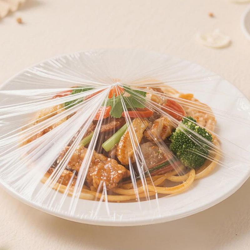 350/500Pcs Disposable Food Cover Fruit Food Cover Elastic Plastic Shower Cap Storage Bag Kitchen Organizer Cling Film