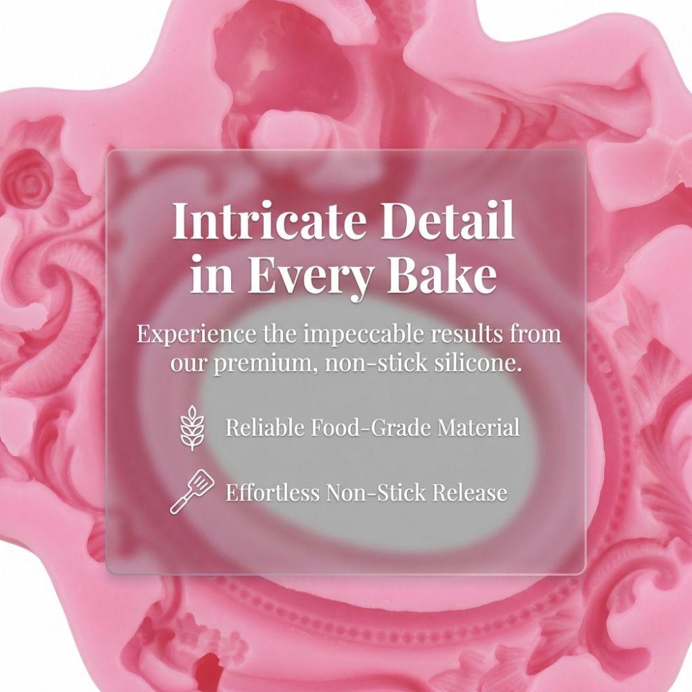 Pink Color Silicone Fondant Mold 3D Sculpted Pattern Chocolate Mould Baking Decor Tool Baking Use