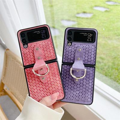 Do etui Samsung Galaxy Z Flip 4 Ultracienki uchwyt na palec Miękka, skórzana składana, odporna na wstrząsy ochrona Tylna pokrywa Akcesoria