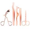 5 Pcs/set Professional Eyebrow Tool Makeup Grooming Eyelash Curler Silicone Refill Pads Tweezers Scissors