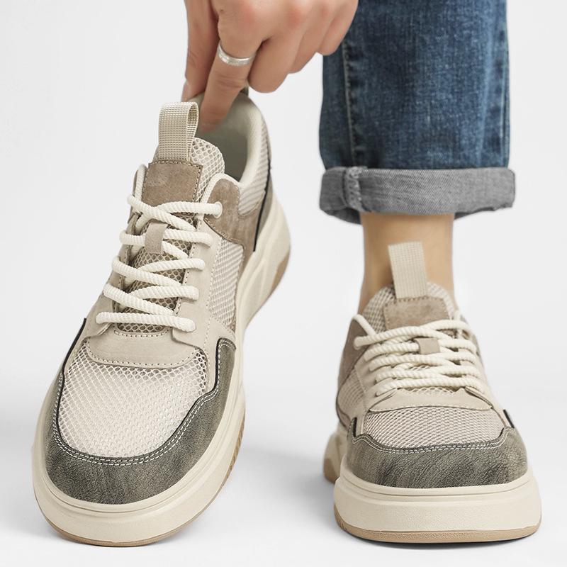 22 summer new breathable thin mesh deodorant mesh shoes heightening casual sports board shoes