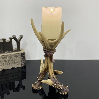 Yousheng Deer Antler Candlestick Ornament Resin Crafted Artistic Design Figure Artisanal Candlestick Decor Desktop Home Decor