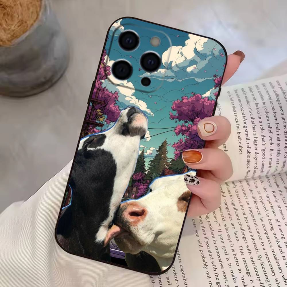 Cartoon C-Cow Cute Phone Case Silicone Soft For IPhone 17 16 15 14 13 12 11 X XR Plus Pro Max Plus