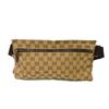 Used 9539 GG Canvas Waist Bag 28566 7929 Calfskin Brown Waist Pouch Shoulder Bag with Embossed Logo Beige Men's from