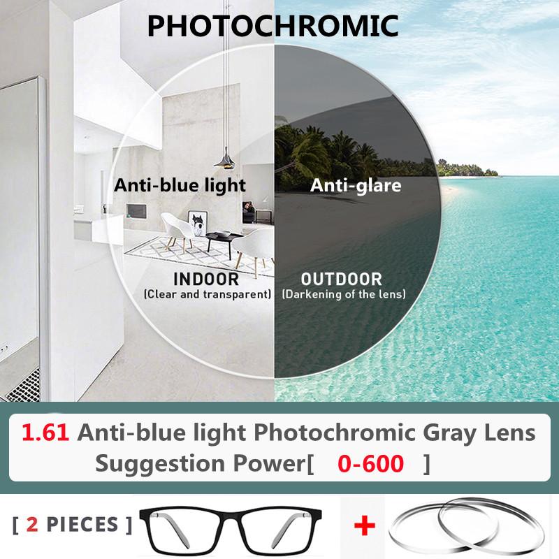 Men Titanium Alloy Glasses Frame Fashion Male Square Ultralight Eye Myopia Prescription Anti-Blue Light Photochromic Eyeglasses