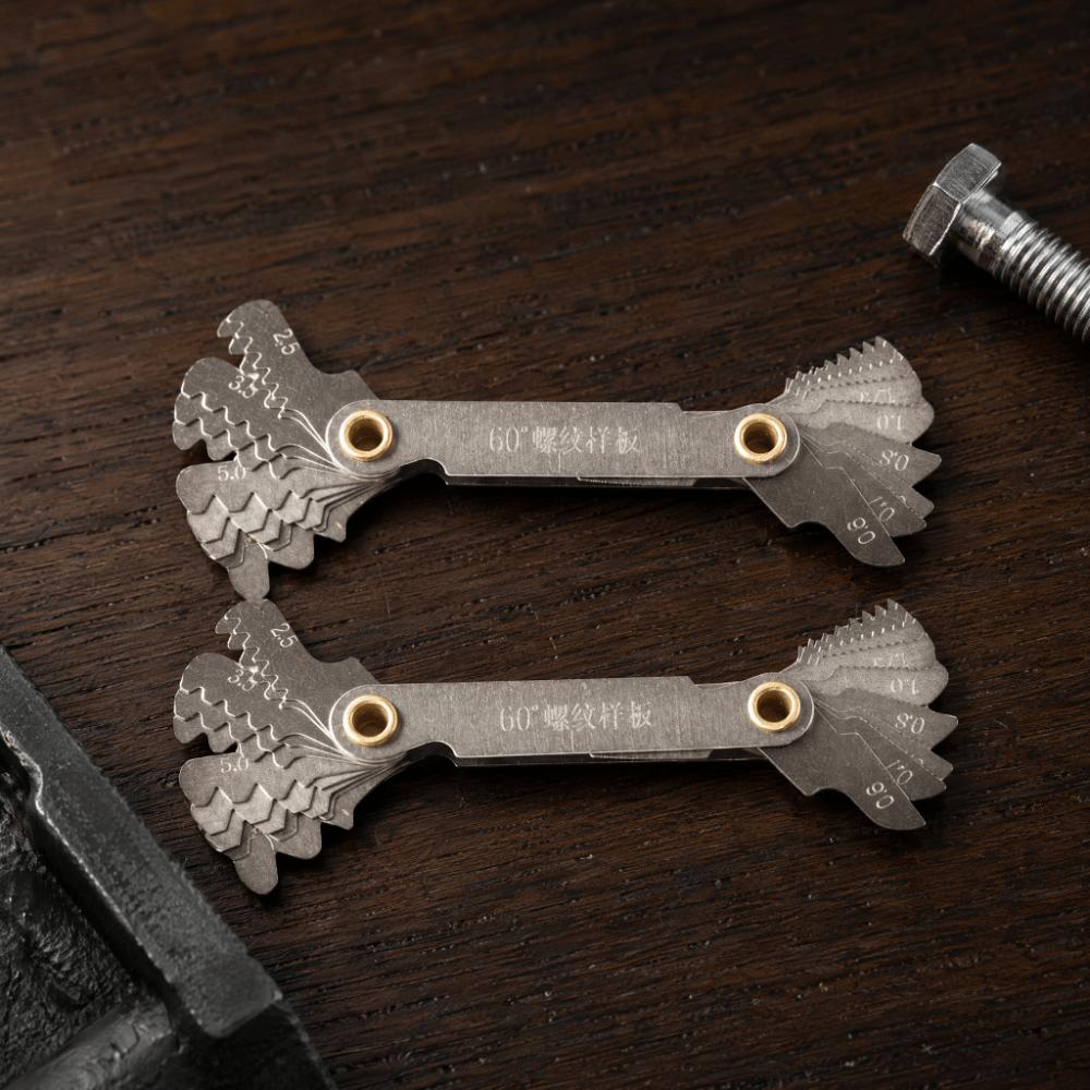 2pcs Metric 60 Degree Thread Pitch Gauge Thread Cutting Gauge  For Screw Measurement