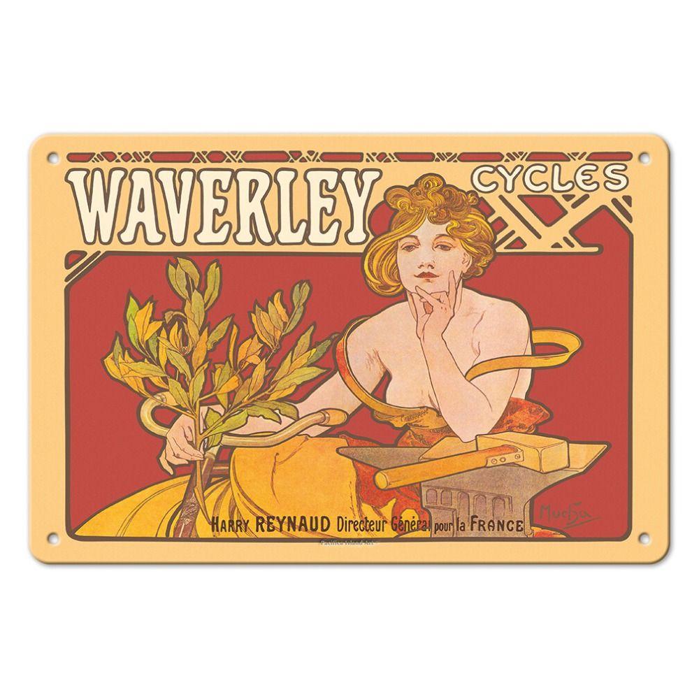 Vintage Art Nouveau Woman Tin Sign Retro Metal Panel Home Bar Cafe Decor