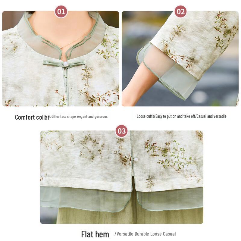 Jianhu New Chinese Style Long Sleeve T-Shirt for Middle-Aged Women