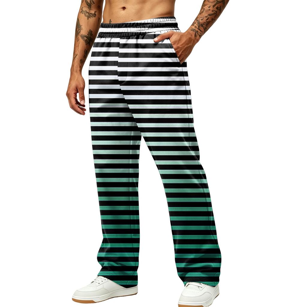 Men's Wide Leg Jogger Pants with Pockets - Printed Casual Athletic Sweatpants for Daily Wear