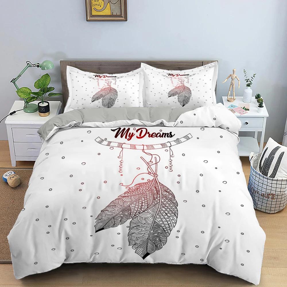 3D Feather King Queen Duvet Cover Blue Bohemian Bird Feather Full Twin Bedding Set Peacock Feather 2/3pcs Polyester Quilt Cover