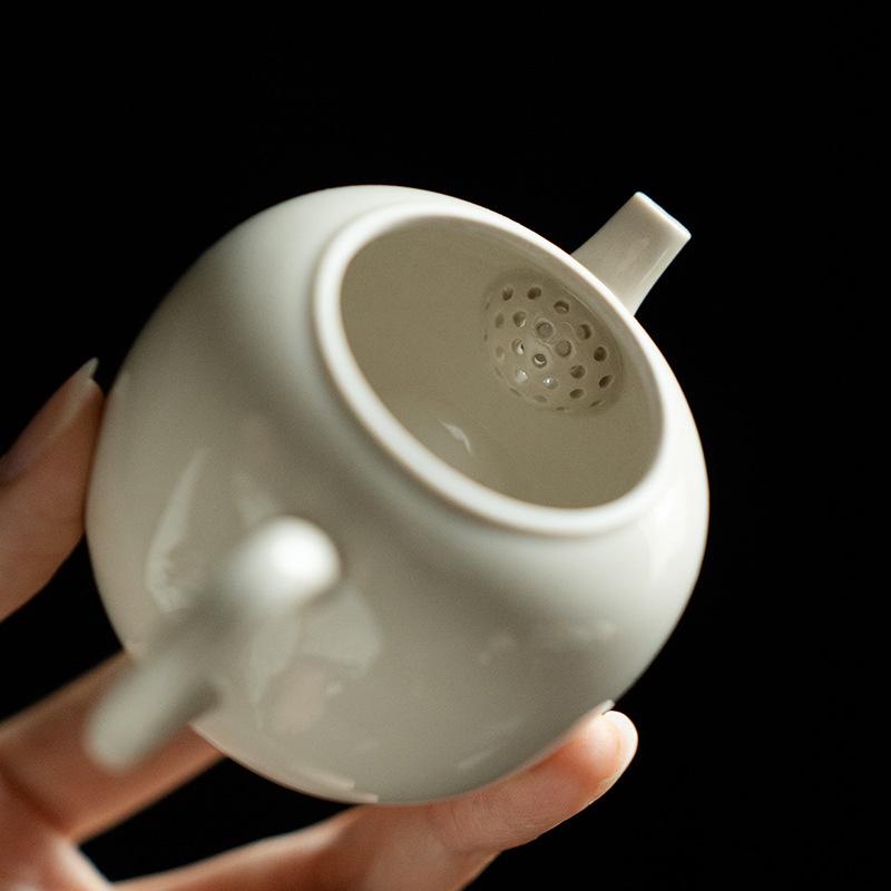 Chinese Retro Handmade Ceramic Teapots Solid Color Porcelain Tea Pot Household Beauty Tea Infuser Kettle Travel Tea Set Teaware