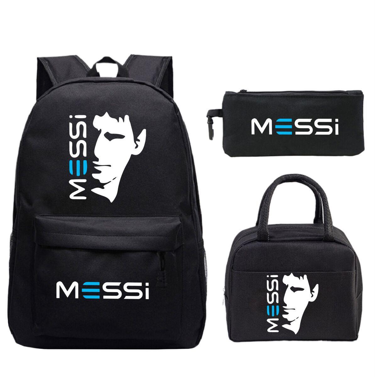 Football Star Peripheral Printing Youth Student Schoolbag Meal Bag Pencil Bag Combination Three-Piece Set no specification