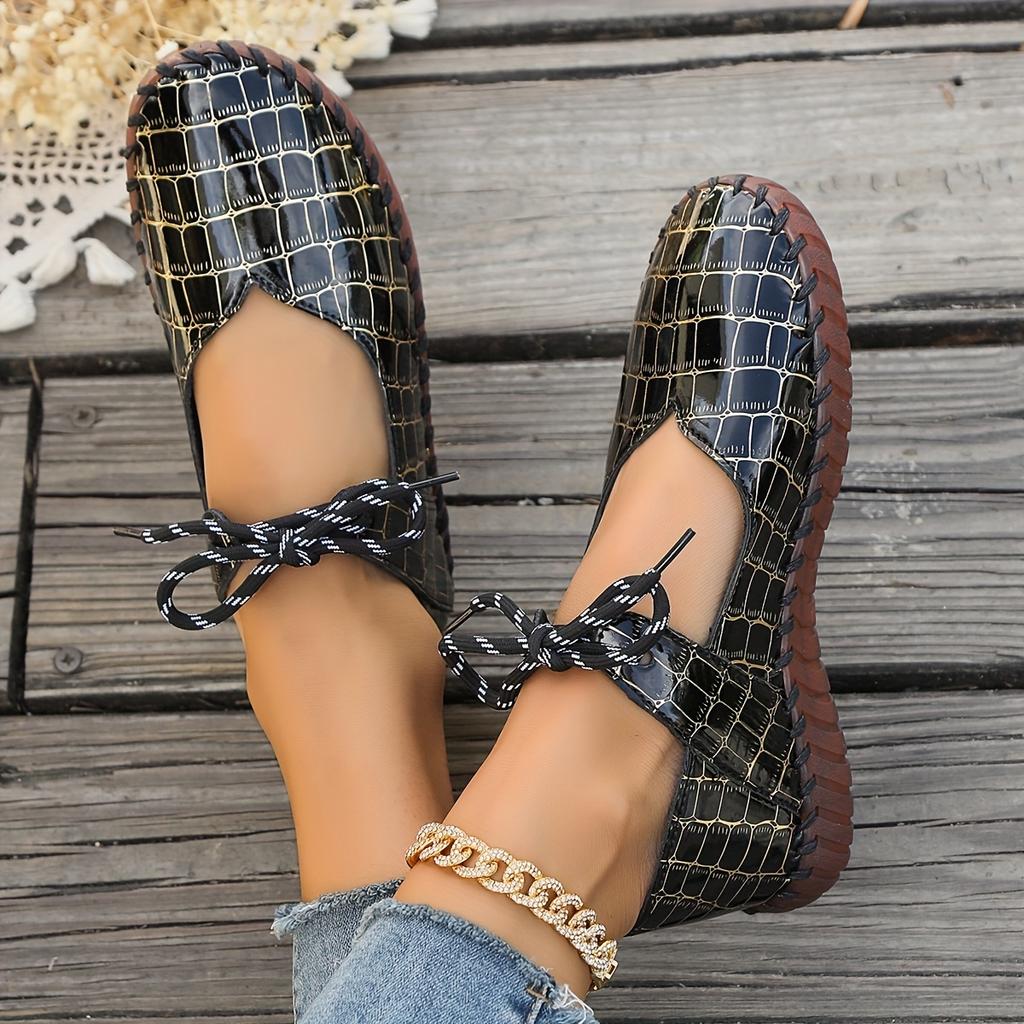Plus Size Handcrafted Soft-Sole Casual Flats for Women 2025 New Arrival Stone-Patterned Casual Shoes