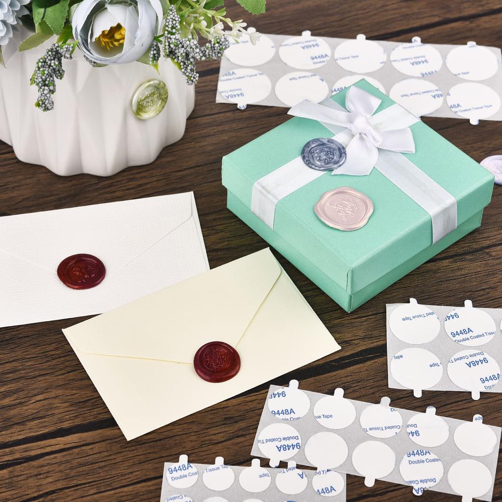 Lots 100Pcs Seal Wax Stamp Stickers Self Adhesive Round Double-Sided Adhesive Tape Wax Sealing Stamp Sticker Candle Wick Making