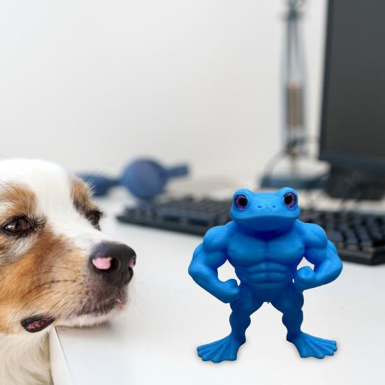 3D Printed Muscle Frog Statue PLA Standing Frog Figurine Home Office Desktop Decoration Ornament Fitness Enthusiasts Gift