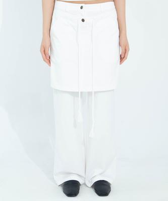 CHICKS Double Layered High-Waisted Long Pants White